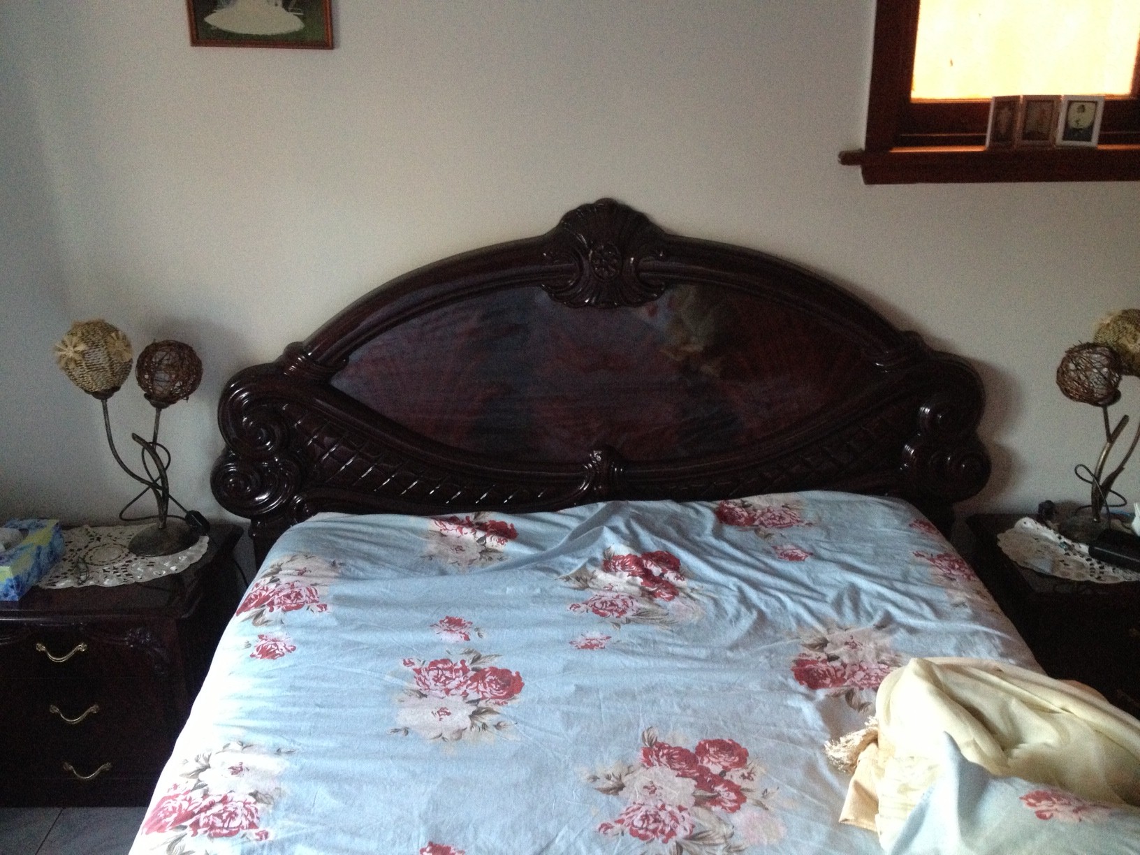 Queen Bed head + 2 side unit + cupboard